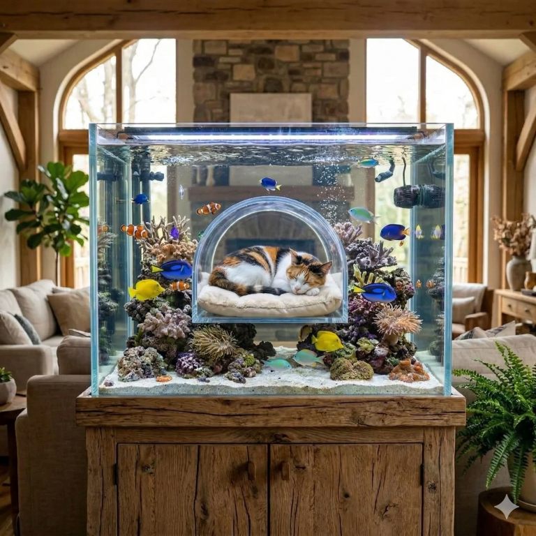 Deep Sea Felines: The Hilarious Magic of the Aquarium with a Built-In Cat Tunnel