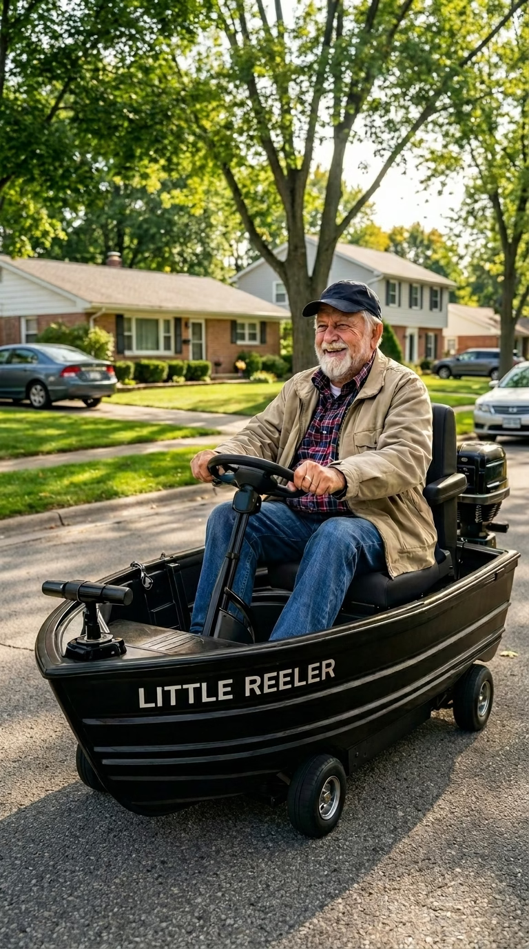 Captain of the Cul-de-Sac: Dropping Anchor with the Fishing Boat Mobility Scooter